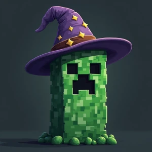 cool Creeper in wizard hat minecraft