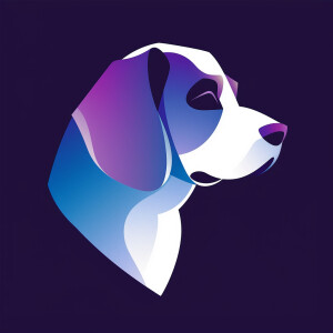 blue and purple gradient logo of dog beagle