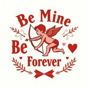 Create a retro-inspired graphic design that incorporates a cupid...