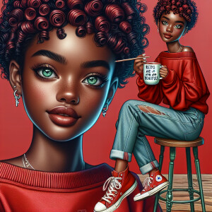 3-D image of a BEAUTIFUL LIGHT SKIN AFRICAN-AMERICAN young woman...