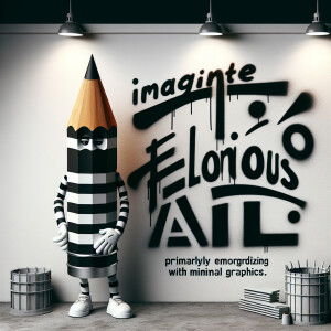 The big pencil wearing a prison uniform. The words should say Fe...