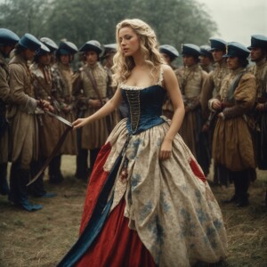 Beautiful wench in torn dress fixing to be hanged by British sol...
