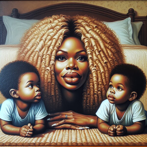 Oil painting photo of a African American women full lips and lon...