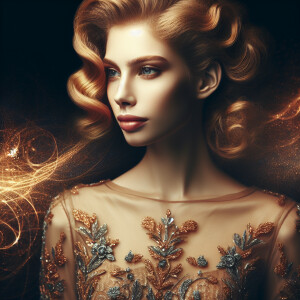 Photo realistic image. High resolution. Pretty light ginger hair...