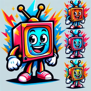 Design a mascot with an electric television theme featuring a TV...