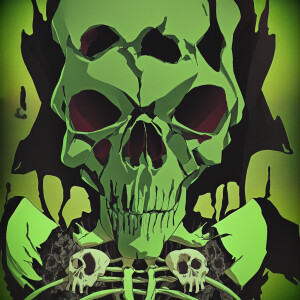 Skull VHS effect ULTRA HD 4k green colour skeleton graphic gothi...