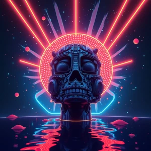 Design an album cover for an electronic music artist that embodi...