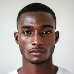 Create an image of a young Togolese man, 22 years old, with dark...
