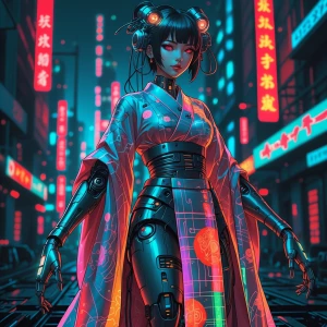 In a dieselpunk shimmering digital dystopia anime, a towering me...