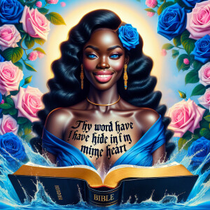Create an image of an ultra-light-skinned African-American woman...