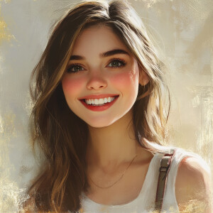 Portrait of a young woman with a pleasant smile, adorable dimple...