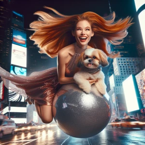 Straight beautiful Ginger haired woman riding 2025 New Years Eve...