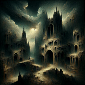 Picture a haunting  as if through the lens of Zdzisław Beksiński...