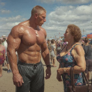 Hyperrealism photo painting,a muscular beefy russian man standin...