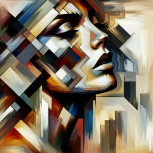 Woman abstract painting using picasso style --chaos 10 --ar 6:5...