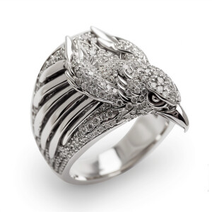 Exquisite sterling silver ring meticulously crafted with a capti...