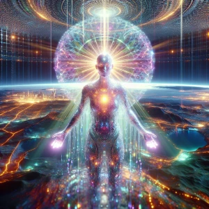 In the midst of a virtual reality escape room, an ethereal figur...