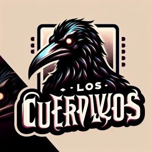 Create a logo with a menacing crow as the centerpiece, using dee...