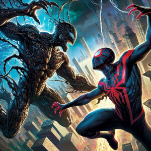 "Craft a dynamic action scene in 8K resolution that captures the...