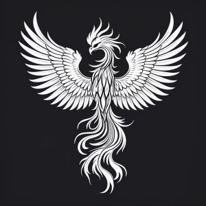 A black and white, line art, suitable for a laser cutter, Phoeni...