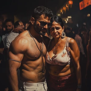 Hyperrealism art style,a muscular beefy sweaty man  walking with...