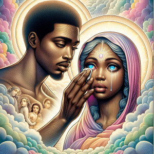 Ensure that the image distinctly represents both Jesus Christ an...