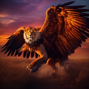 Create a majestic creature that combines the powerful body of a...