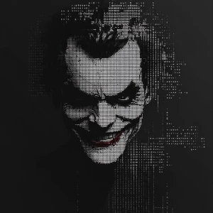 Create an ASCII art representation of the character Joker