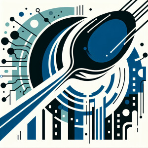 Abstract version of an outline of firm and spoon crossing