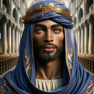 A hyper-realistic image of an African-American Jesus Christ, ser...