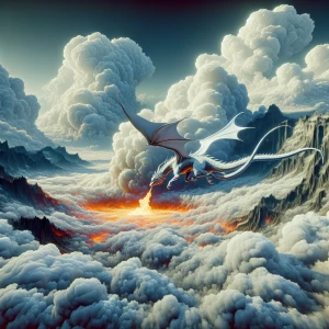 A ghostly Dragon materializes from the billowing clouds overhead...
