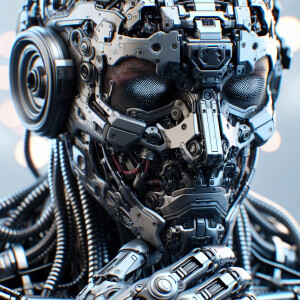 “Create an ultra-realistic, photorealistic image of a cyborg. Re...