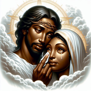 Ensure that the image distinctly represents both Jesus Christ an...