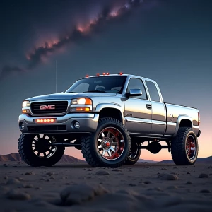 an intricately designed and ornamental  silver  2002 GMC extende...