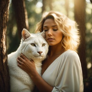 A woman exuding serenity, her expression the epitome of calmness...