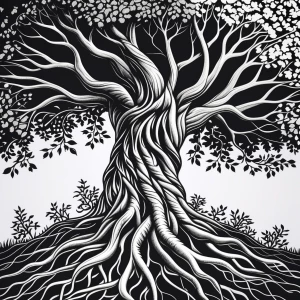 Create a detailed black-and-white name art design incorporating...