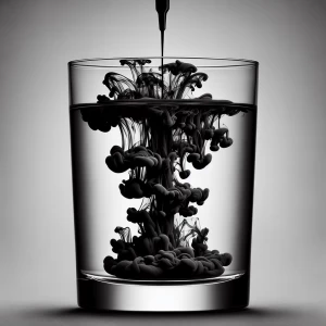 4
Create a black and white image of black ink being dropped into...