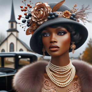 Create an image of an elegant African-American woman with a pois...