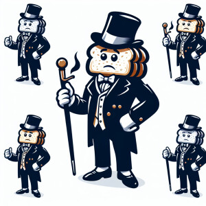 A sandwich with arms and legs, dressed like Benjamin Franklin, s...