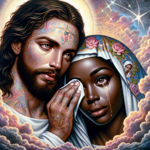 Ensure that the image distinctly represents both Jesus Christ an...