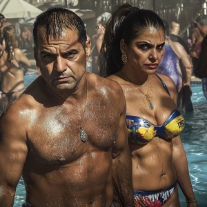 realism,photo fanstasy,a muscular criminal man walking with his...