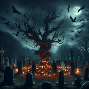 "Under the brooding sky of a moonless Halloween night, an ancien...