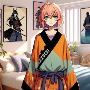 Sakura Haruno from “Naruto” in the bedroom of Ichigo Kurosaki fr...