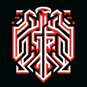 Create a logo with "AJM" initials in a red brushstroke style rem...