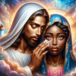 Ensure that the image distinctly represents both Jesus Christ an...
