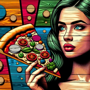 A surprisingly appetizing Lumber yard pizza logo, every detail e...