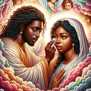 Ensure that the image distinctly represents both Jesus Christ an...