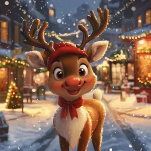 Generate a Christmas picture with Rudolph the reindeer in a cart...