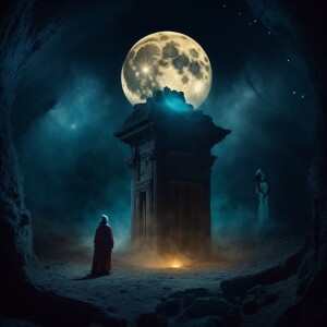 Capture a photograph of a spectral, mythological moon miner mate...