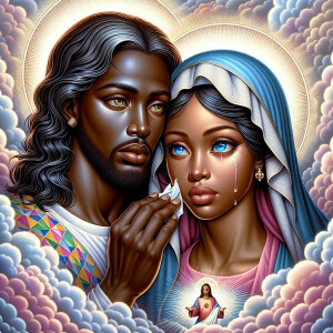 Ensure that the image distinctly represents both Jesus Christ an...
